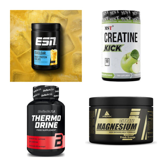 Wettkampfvorbereitung: ESN ISOCLEAR + MST Creatine + 2 weitere – alle enthaltenen Artikel