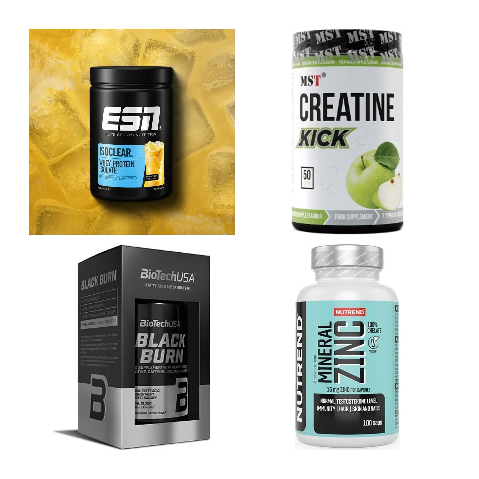 Wettkampfvorbereitung: ESN ISOCLEAR + MST Creatine + 2 weitere – alle enthaltenen Artikel