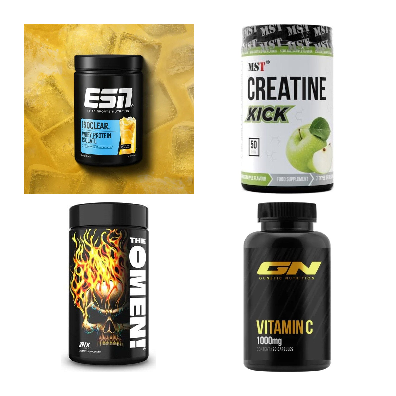 Wettkampfvorbereitung: ESN ISOCLEAR + MST Creatine + 2 weitere – alle enthaltenen Artikel