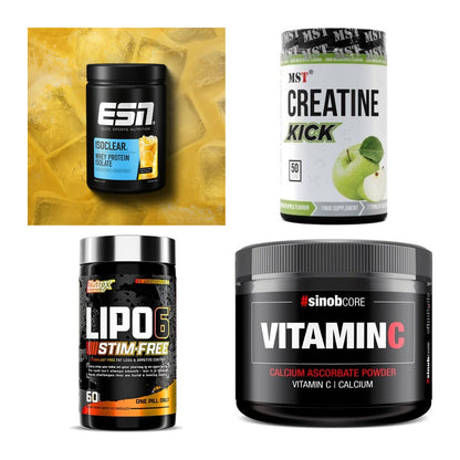 Wettkampfvorbereitung: ESN ISOCLEAR + MST Creatine + 2 weitere – alle enthaltenen Artikel
