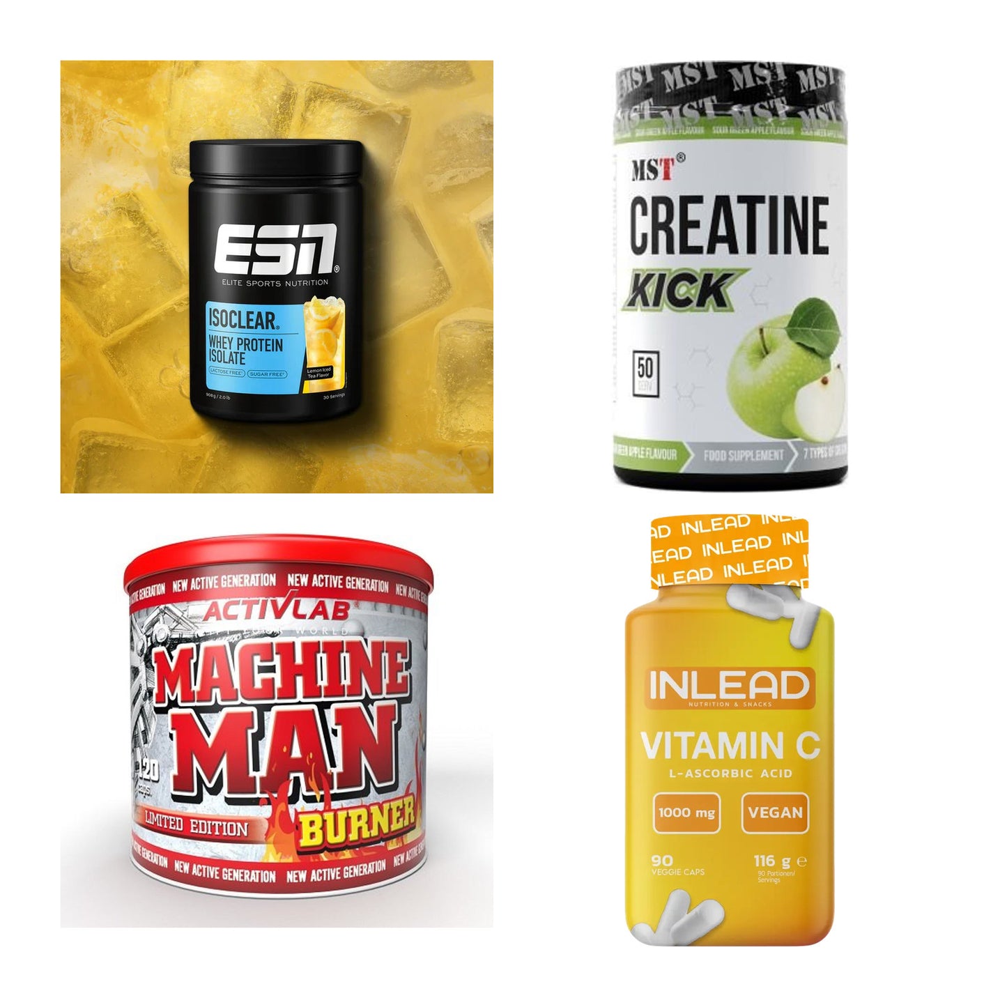 Wettkampfvorbereitung: ESN ISOCLEAR + MST Creatine + 2 weitere – alle enthaltenen Artikel