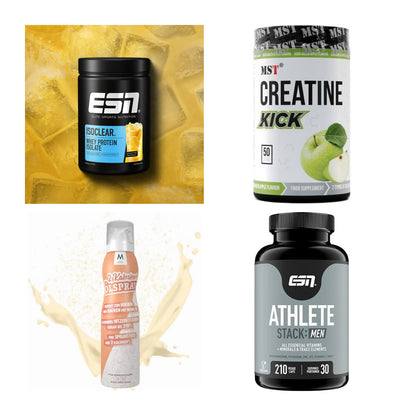 Wettkampfvorbereitung: ESN ISOCLEAR + MST Creatine + 2 weitere – alle enthaltenen Artikel