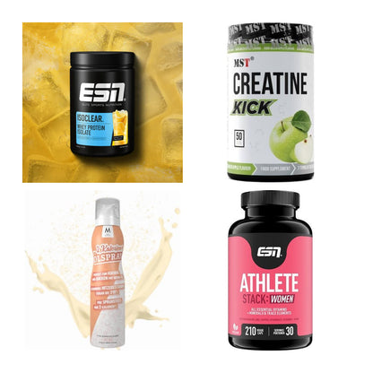Wettkampfvorbereitung: ESN ISOCLEAR + MST Creatine + 2 weitere – alle enthaltenen Artikel