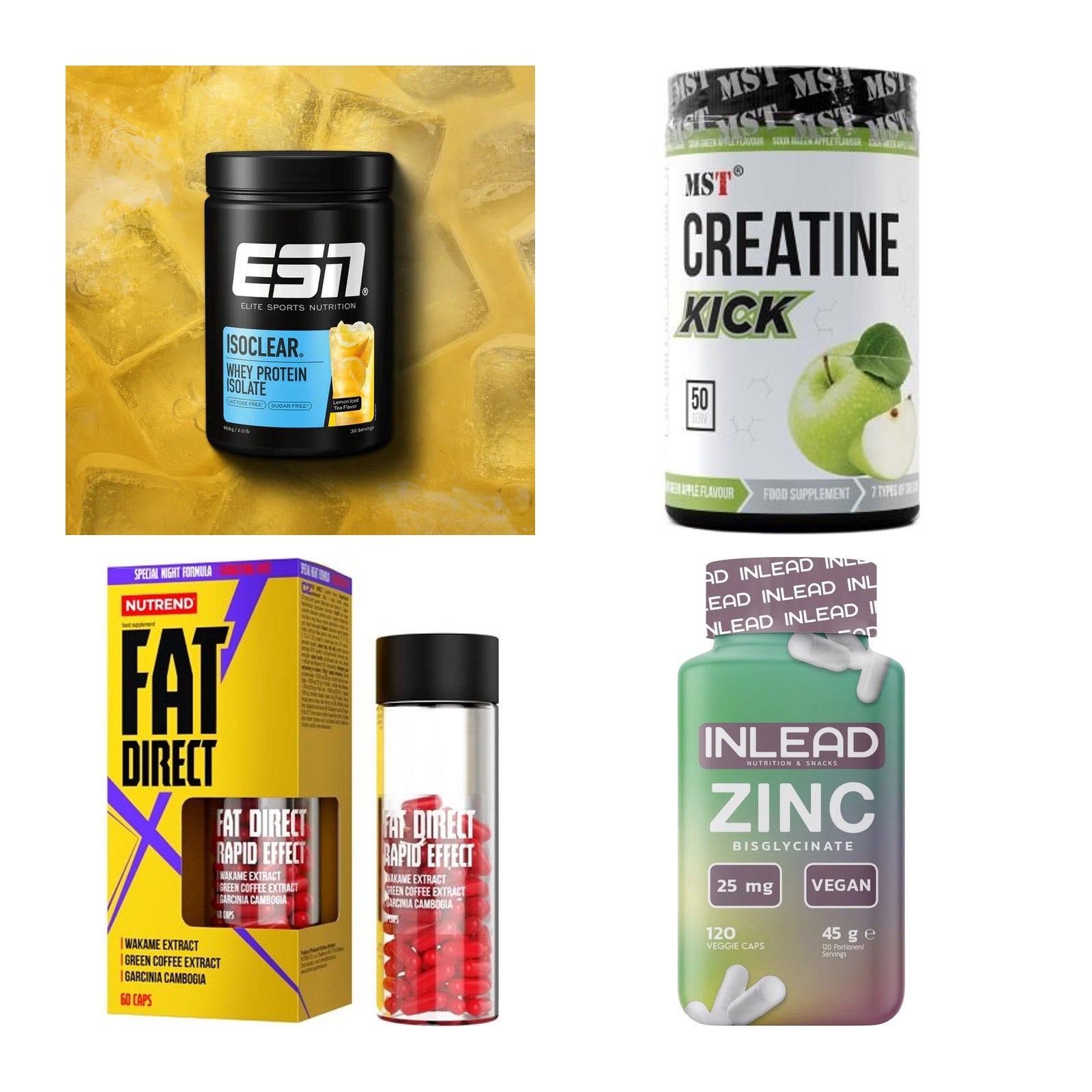 Wettkampfvorbereitung: ESN ISOCLEAR + MST Creatine + 2 weitere – alle enthaltenen Artikel
