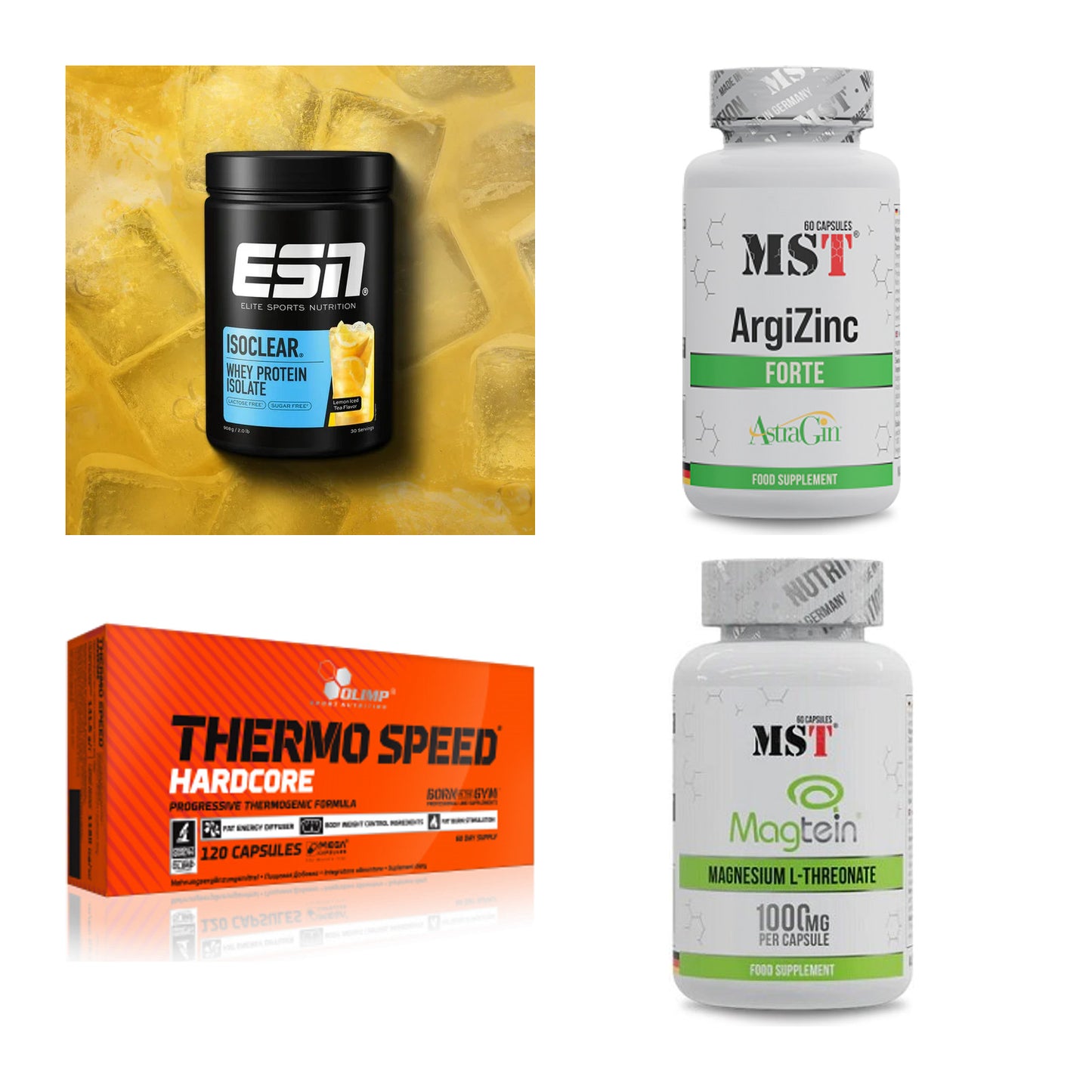 Wettkampfvorbereitung: ESN ISOCLEAR + MST ArgiZinc + 2 weitere – alle enthaltenen Artikel