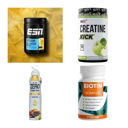 Wettkampfvorbereitung: ESN ISOCLEAR + MST Creatine + 2 weitere – alle enthaltenen Artikel