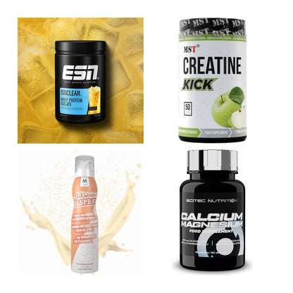 Wettkampfvorbereitung: ESN ISOCLEAR + MST Creatine + 2 weitere – alle enthaltenen Artikel