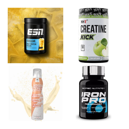 Wettkampfvorbereitung: ESN ISOCLEAR + MST Creatine + 2 weitere – alle enthaltenen Artikel