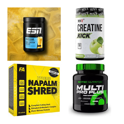 Wettkampfvorbereitung: ESN ISOCLEAR + MST Creatine + 2 weitere – alle enthaltenen Artikel