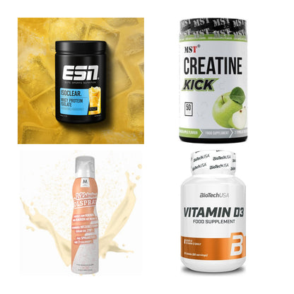 Wettkampfvorbereitung: ESN ISOCLEAR + MST Creatine + 2 weitere – alle enthaltenen Artikel