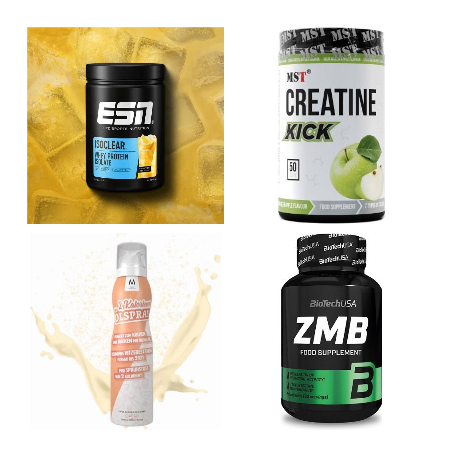 Wettkampfvorbereitung: ESN ISOCLEAR + MST Creatine + 2 weitere – alle enthaltenen Artikel
