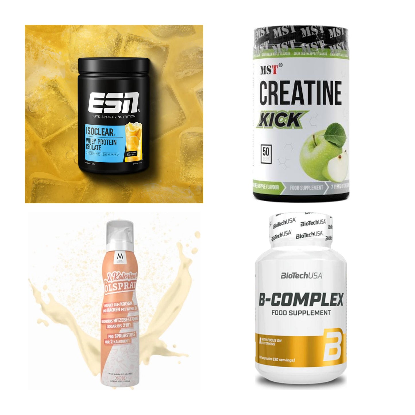 Wettkampfvorbereitung: ESN ISOCLEAR + MST Creatine + 2 weitere – alle enthaltenen Artikel