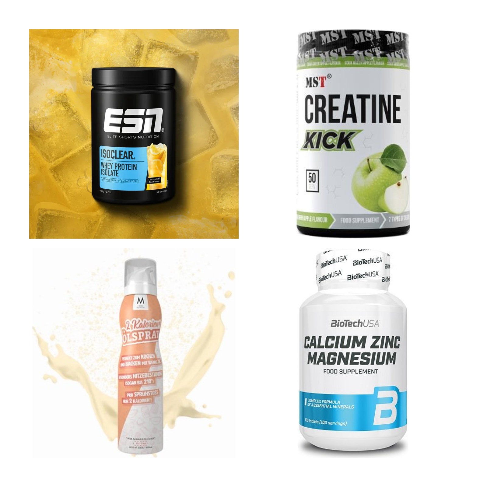 Wettkampfvorbereitung: ESN ISOCLEAR + MST Creatine + 2 weitere – alle enthaltenen Artikel