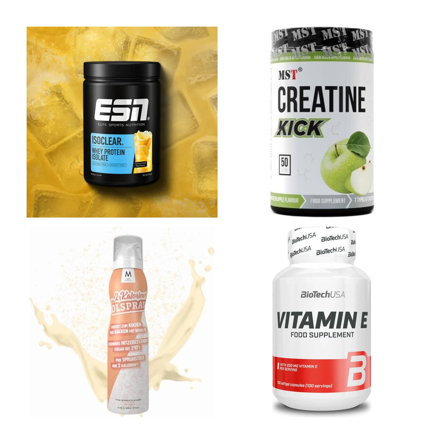 Wettkampfvorbereitung: ESN ISOCLEAR + MST Creatine + 2 weitere – alle enthaltenen Artikel