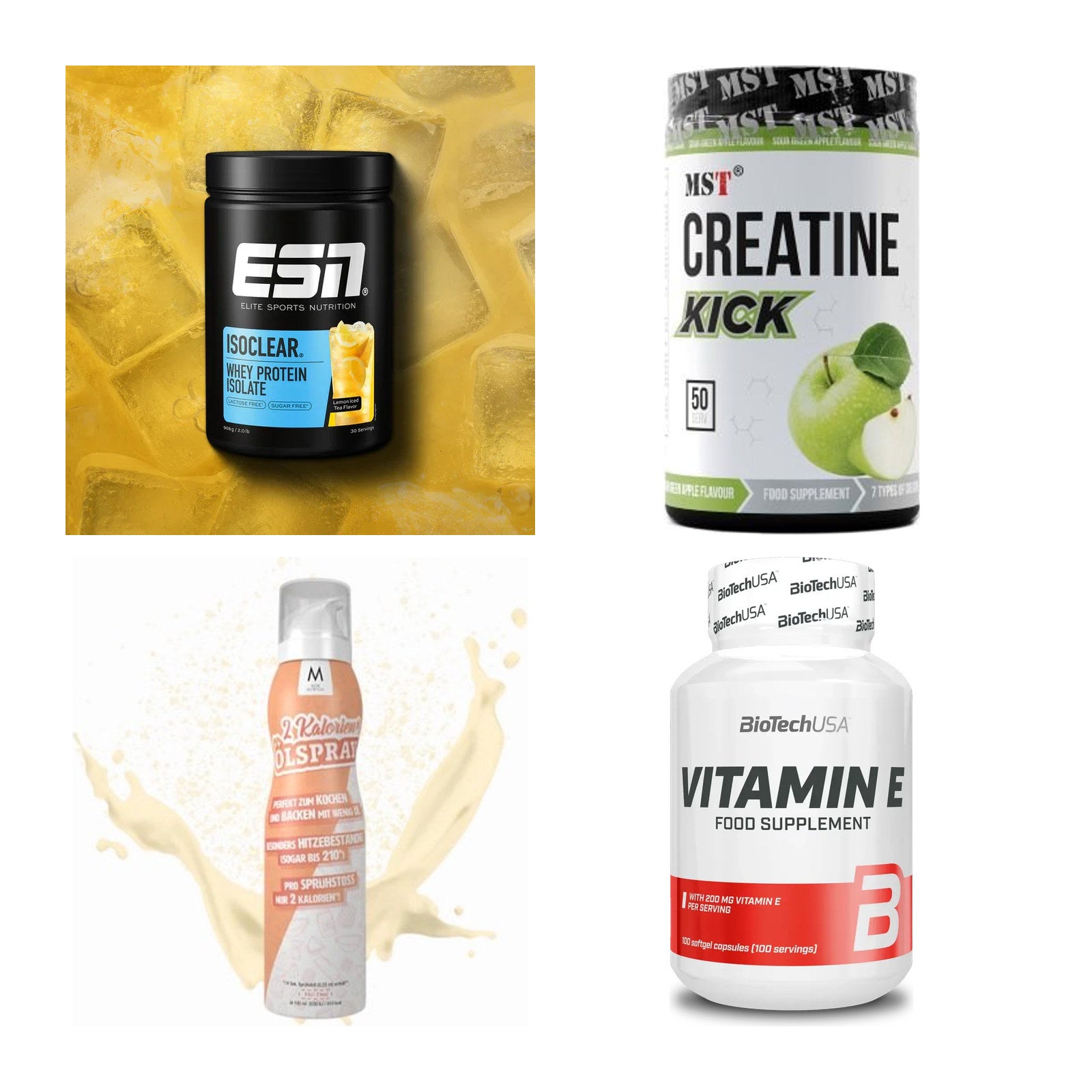 Wettkampfvorbereitung: ESN ISOCLEAR + MST Creatine + 2 weitere – alle enthaltenen Artikel