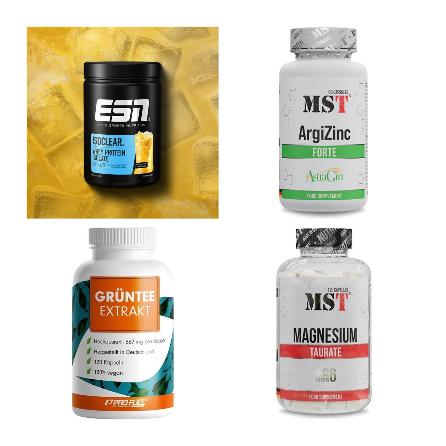 Wettkampfvorbereitung: ESN ISOCLEAR + MST ArgiZinc + 2 weitere – alle enthaltenen Artikel