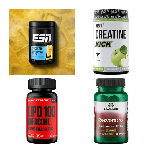 Wettkampfvorbereitung: ESN ISOCLEAR + MST Creatine + 2 weitere – alle enthaltenen Artikel