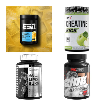 Wettkampfvorbereitung: ESN ISOCLEAR + MST Creatine + 2 weitere – alle enthaltenen Artikel