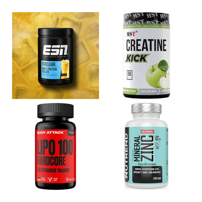 Wettkampfvorbereitung: ESN ISOCLEAR + MST Creatine + 2 weitere – alle enthaltenen Artikel