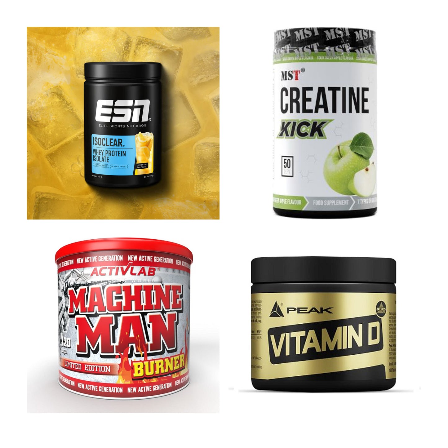 Wettkampfvorbereitung: ESN ISOCLEAR + MST Creatine + 2 weitere – alle enthaltenen Artikel