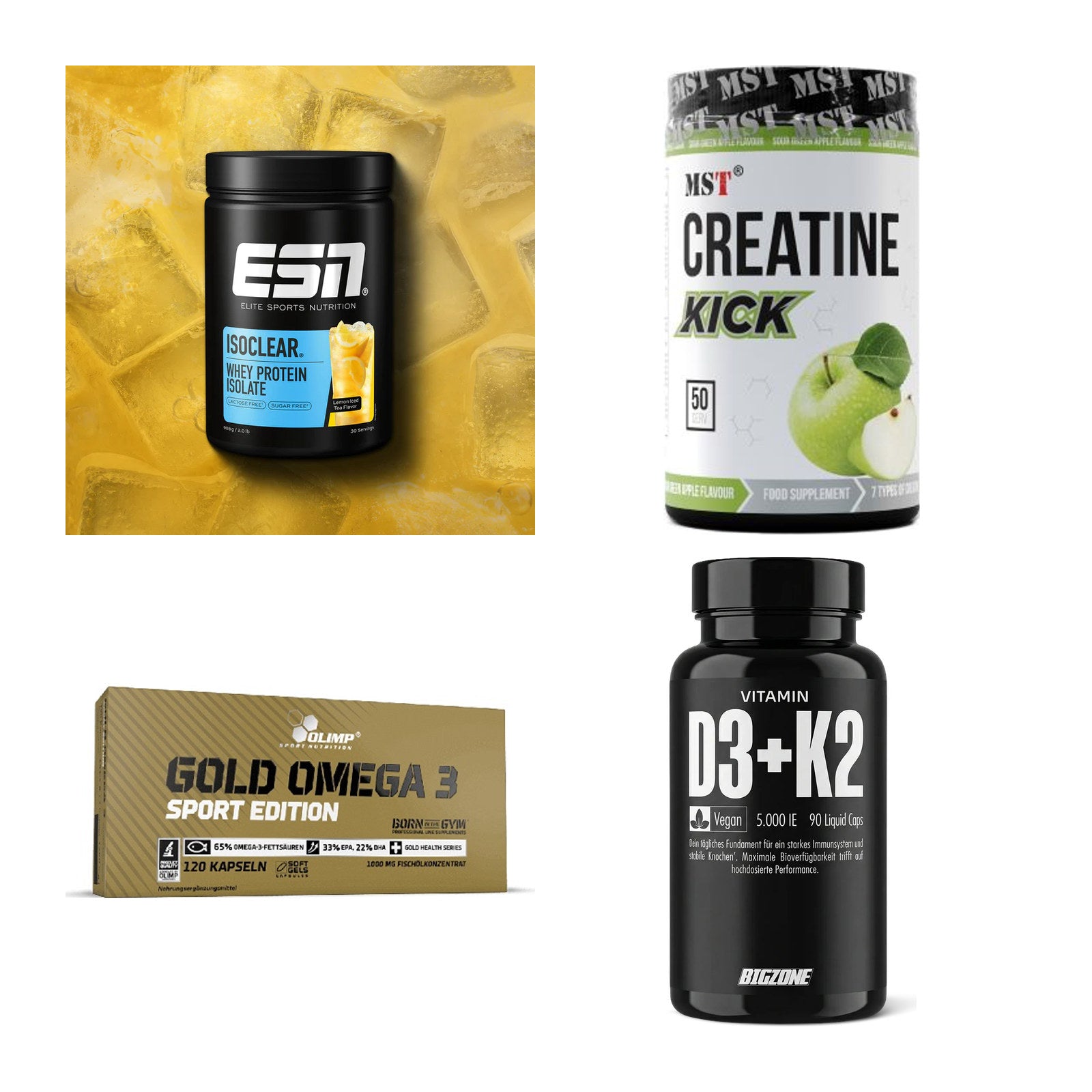 Wettkampfvorbereitung: ESN ISOCLEAR + MST Creatine + 2 weitere – alle enthaltenen Artikel