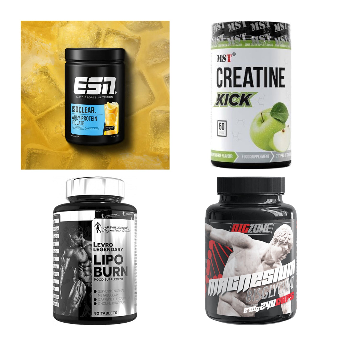 Wettkampfvorbereitung: ESN ISOCLEAR + MST Creatine + 2 weitere – alle enthaltenen Artikel