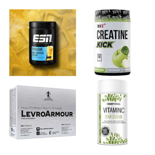 Wettkampfvorbereitung: ESN ISOCLEAR + MST Creatine + 2 weitere – alle enthaltenen Artikel