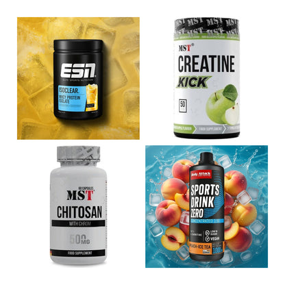 Wettkampfvorbereitung: ESN ISOCLEAR + MST Creatine + 2 weitere – alle enthaltenen Artikel