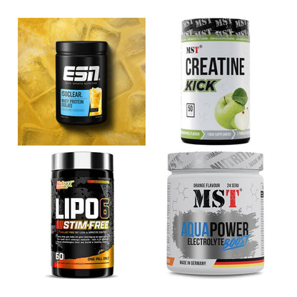 Wettkampfvorbereitung: ESN ISOCLEAR + MST Creatine + 2 weitere – alle enthaltenen Artikel