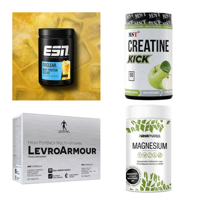 Wettkampfvorbereitung: ESN ISOCLEAR + MST Creatine + 2 weitere – alle enthaltenen Artikel