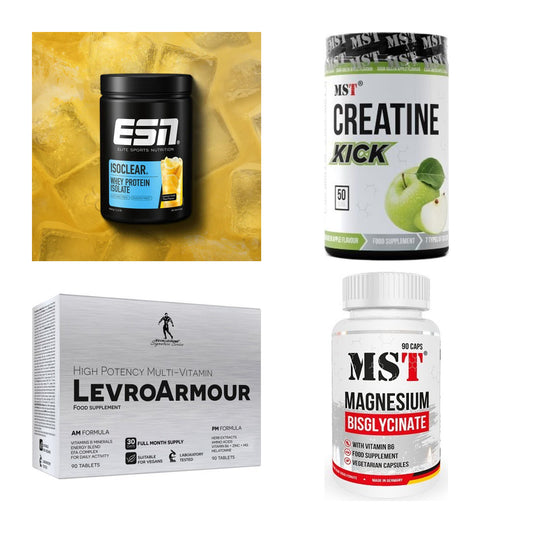 Wettkampfvorbereitung: ESN ISOCLEAR + MST Creatine + 2 weitere – alle enthaltenen Artikel