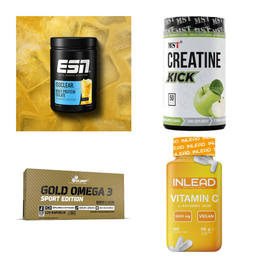 Wettkampfvorbereitung: ESN ISOCLEAR + MST Creatine + 2 weitere – alle enthaltenen Artikel