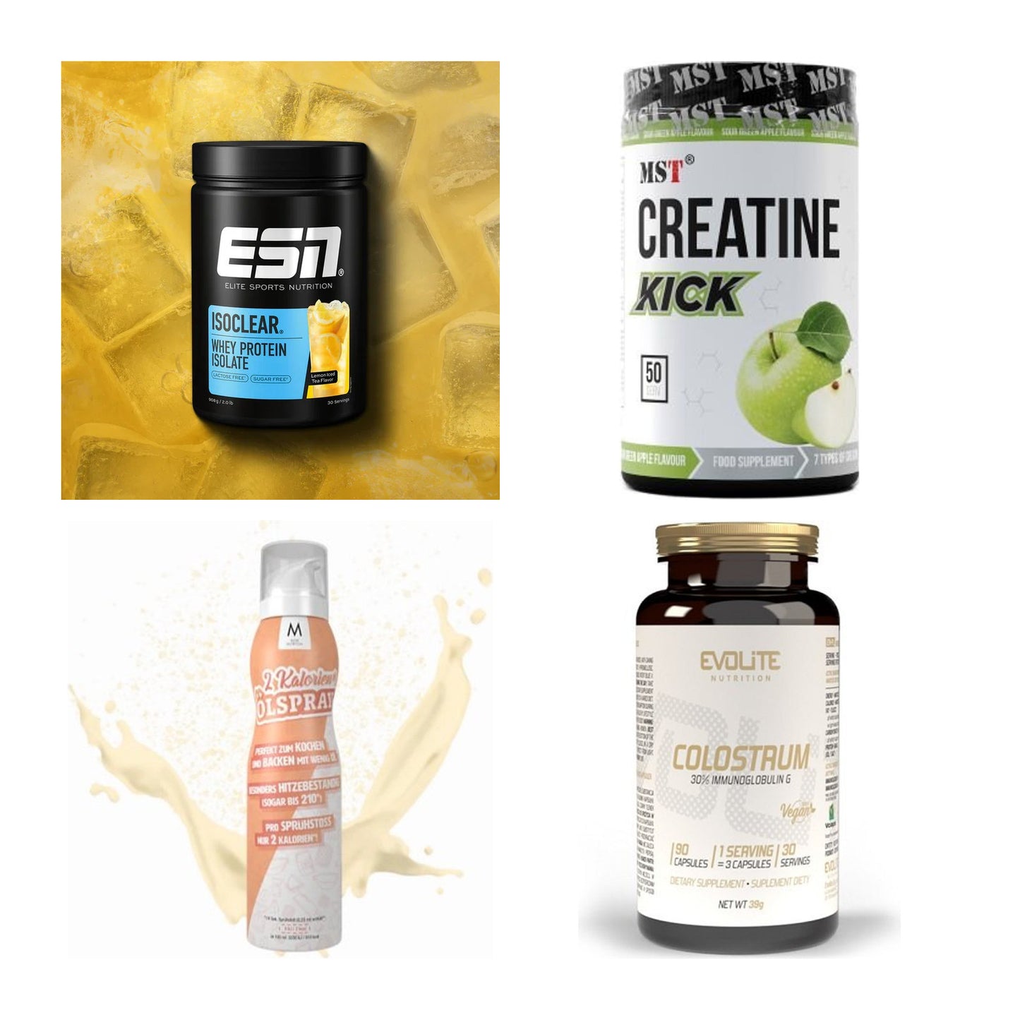 Wettkampfvorbereitung: ESN ISOCLEAR + MST Creatine + 2 weitere – alle enthaltenen Artikel