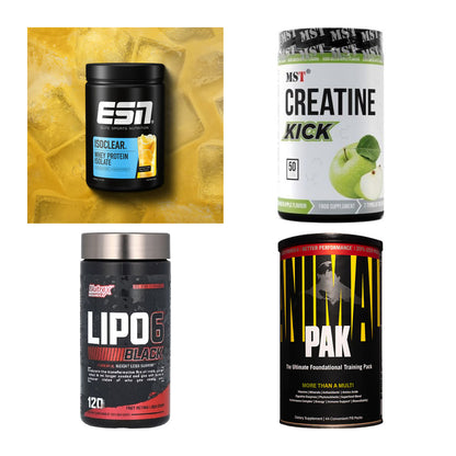 Wettkampfvorbereitung: ESN ISOCLEAR + MST Creatine + 2 weitere – alle enthaltenen Artikel