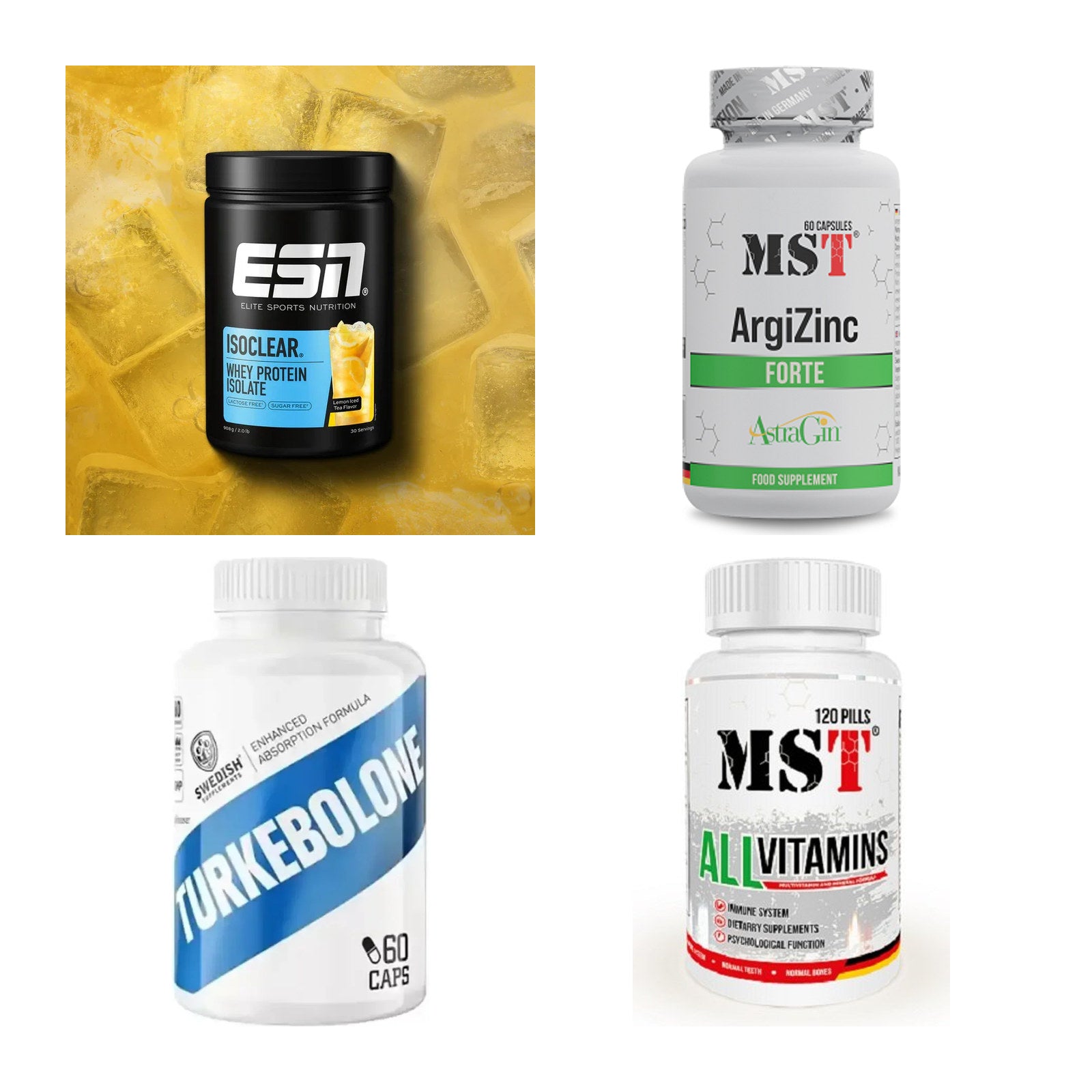 Wettkampfvorbereitung: ESN ISOCLEAR + MST ArgiZinc + 2 weitere – alle enthaltenen Artikel