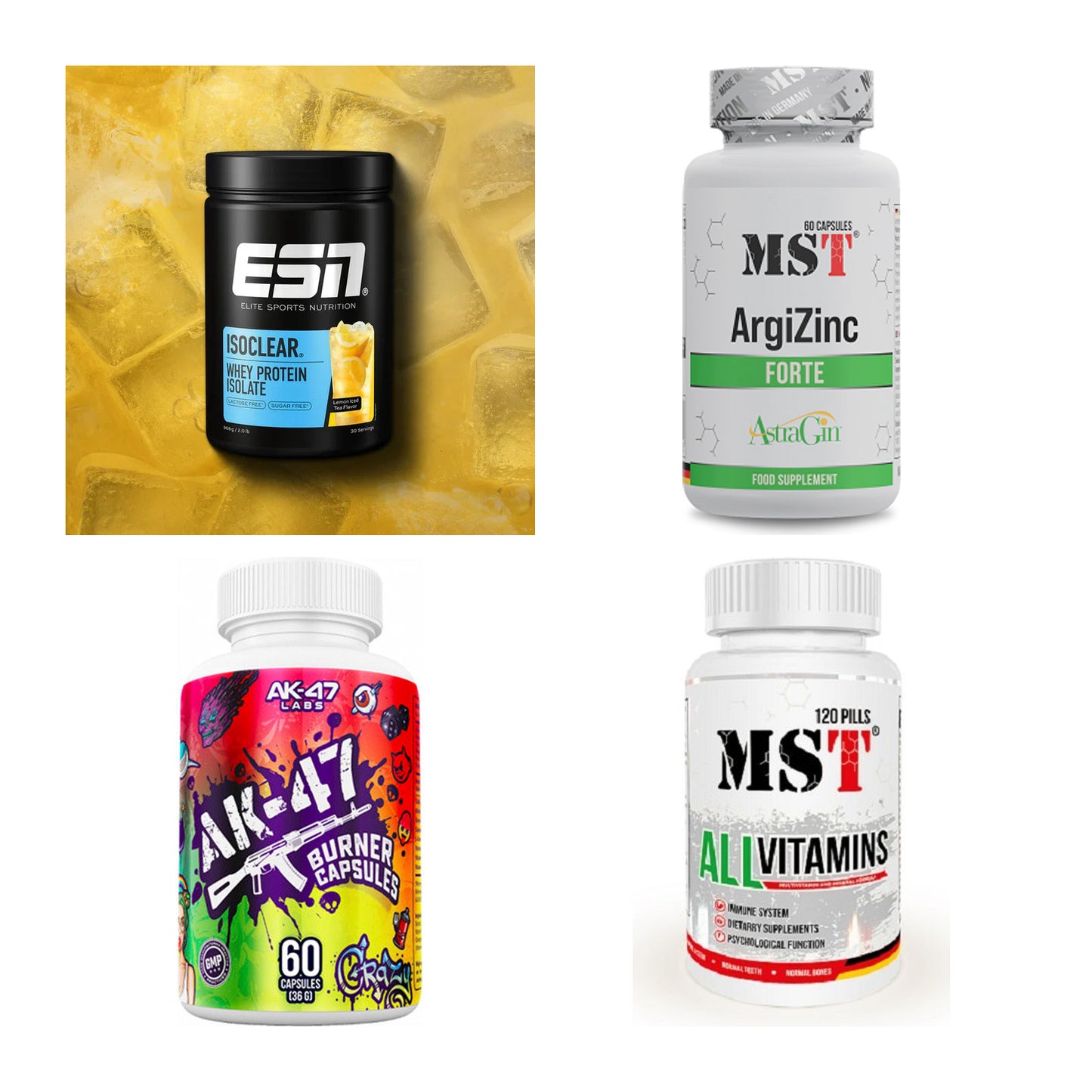 Wettkampfvorbereitung: ESN ISOCLEAR + MST ArgiZinc + 2 weitere – alle enthaltenen Artikel