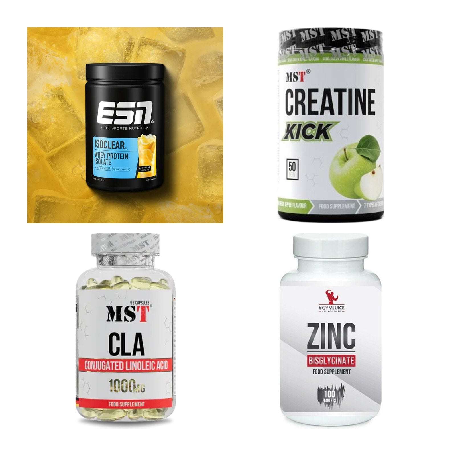 Wettkampfvorbereitung: ESN ISOCLEAR + MST Creatine + 2 weitere – alle enthaltenen Artikel