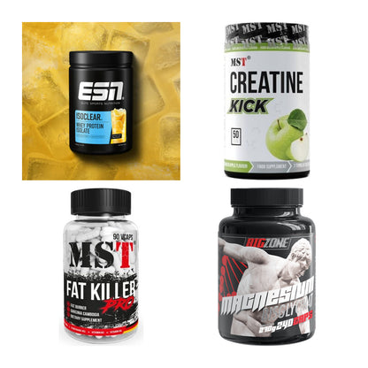 Wettkampfvorbereitung: ESN ISOCLEAR + MST Creatine + 2 weitere – alle enthaltenen Artikel