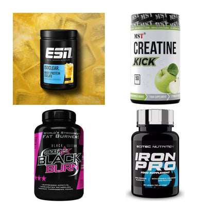 Wettkampfvorbereitung: ESN ISOCLEAR + MST Creatine + 2 weitere – alle enthaltenen Artikel