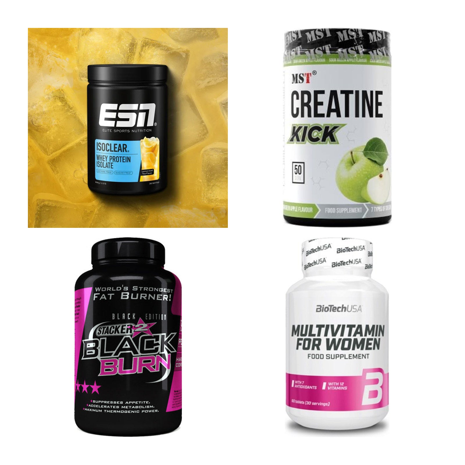 Wettkampfvorbereitung: ESN ISOCLEAR + MST Creatine + 2 weitere – alle enthaltenen Artikel
