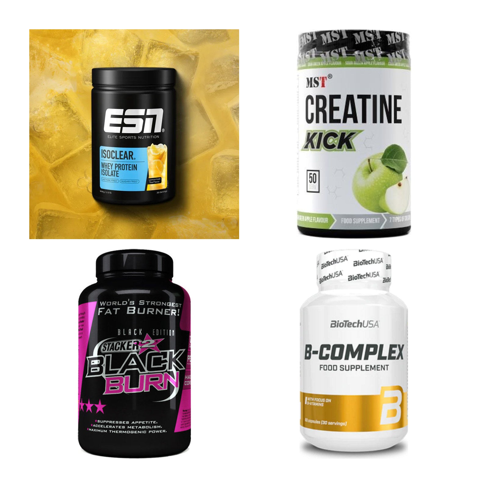 Wettkampfvorbereitung: ESN ISOCLEAR + MST Creatine + 2 weitere – alle enthaltenen Artikel