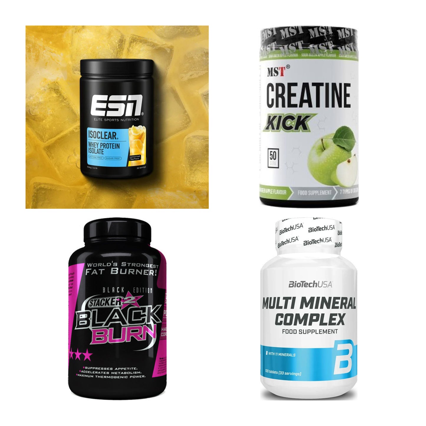 Wettkampfvorbereitung: ESN ISOCLEAR + MST Creatine + 2 weitere – alle enthaltenen Artikel