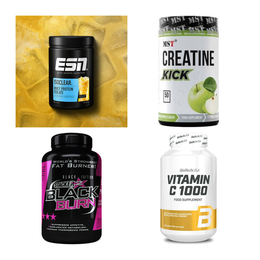 Wettkampfvorbereitung: ESN ISOCLEAR + MST Creatine + 2 weitere – alle enthaltenen Artikel