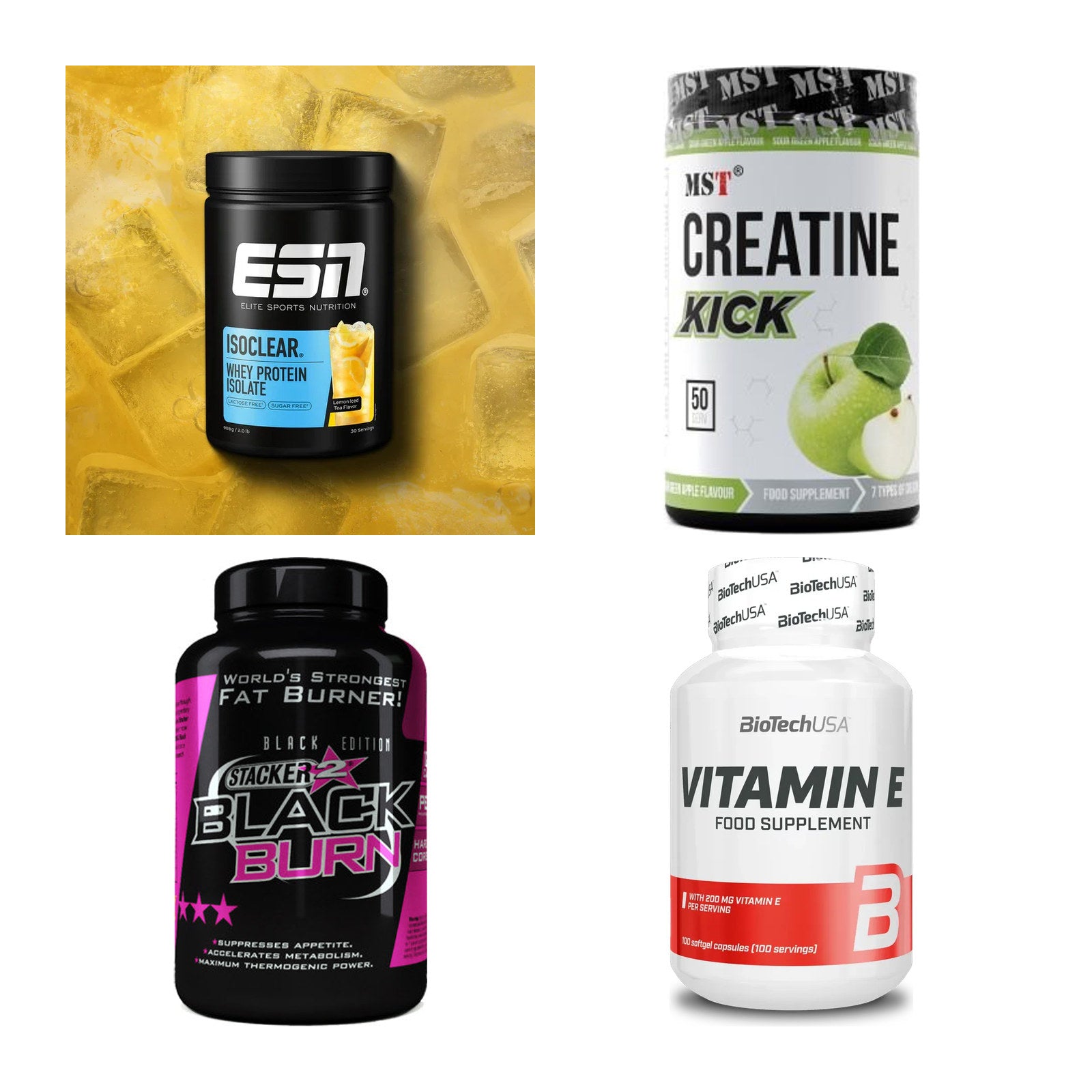 Wettkampfvorbereitung: ESN ISOCLEAR + MST Creatine + 2 weitere – alle enthaltenen Artikel