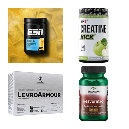 Wettkampfvorbereitung: ESN ISOCLEAR + MST Creatine + 2 weitere – alle enthaltenen Artikel