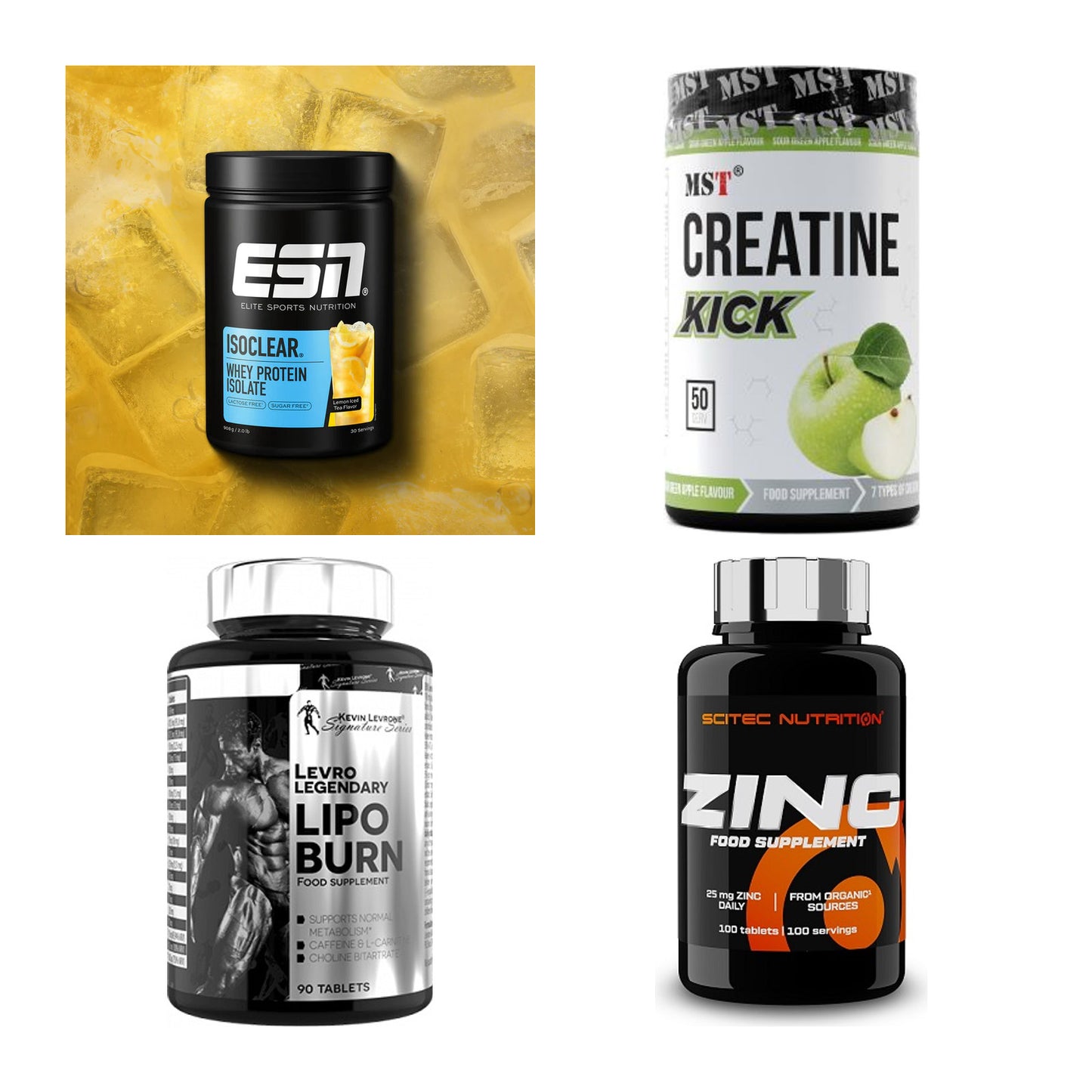 Wettkampfvorbereitung: ESN ISOCLEAR + MST Creatine + 2 weitere – alle enthaltenen Artikel