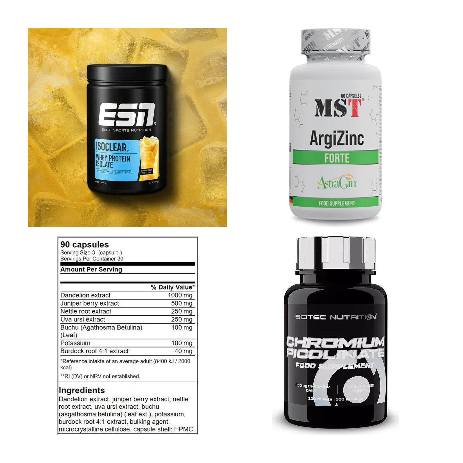 Wettkampfvorbereitung: ESN ISOCLEAR + MST ArgiZinc + 2 weitere – alle enthaltenen Artikel
