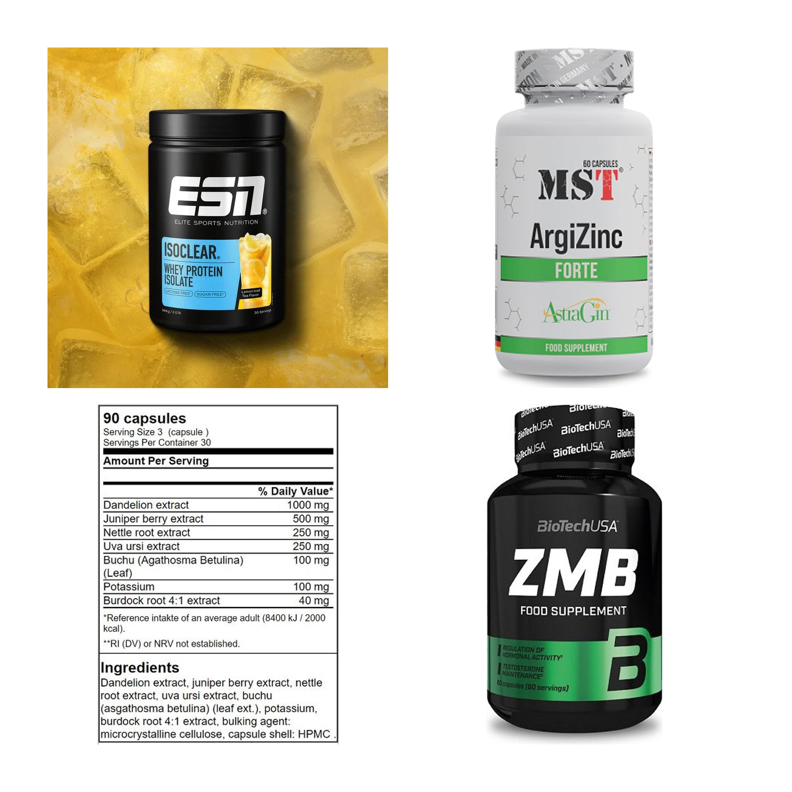 Wettkampfvorbereitung: ESN ISOCLEAR + MST ArgiZinc + 2 weitere – alle enthaltenen Artikel