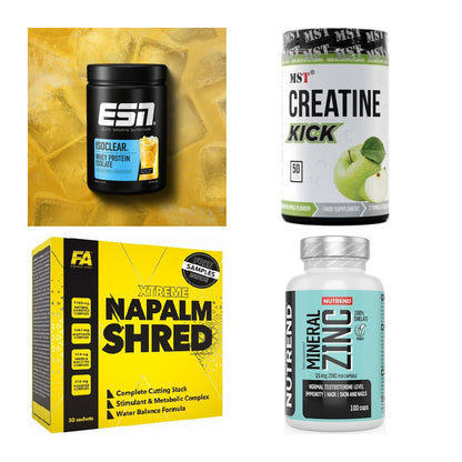 Wettkampfvorbereitung: ESN ISOCLEAR + MST Creatine + 2 weitere – alle enthaltenen Artikel