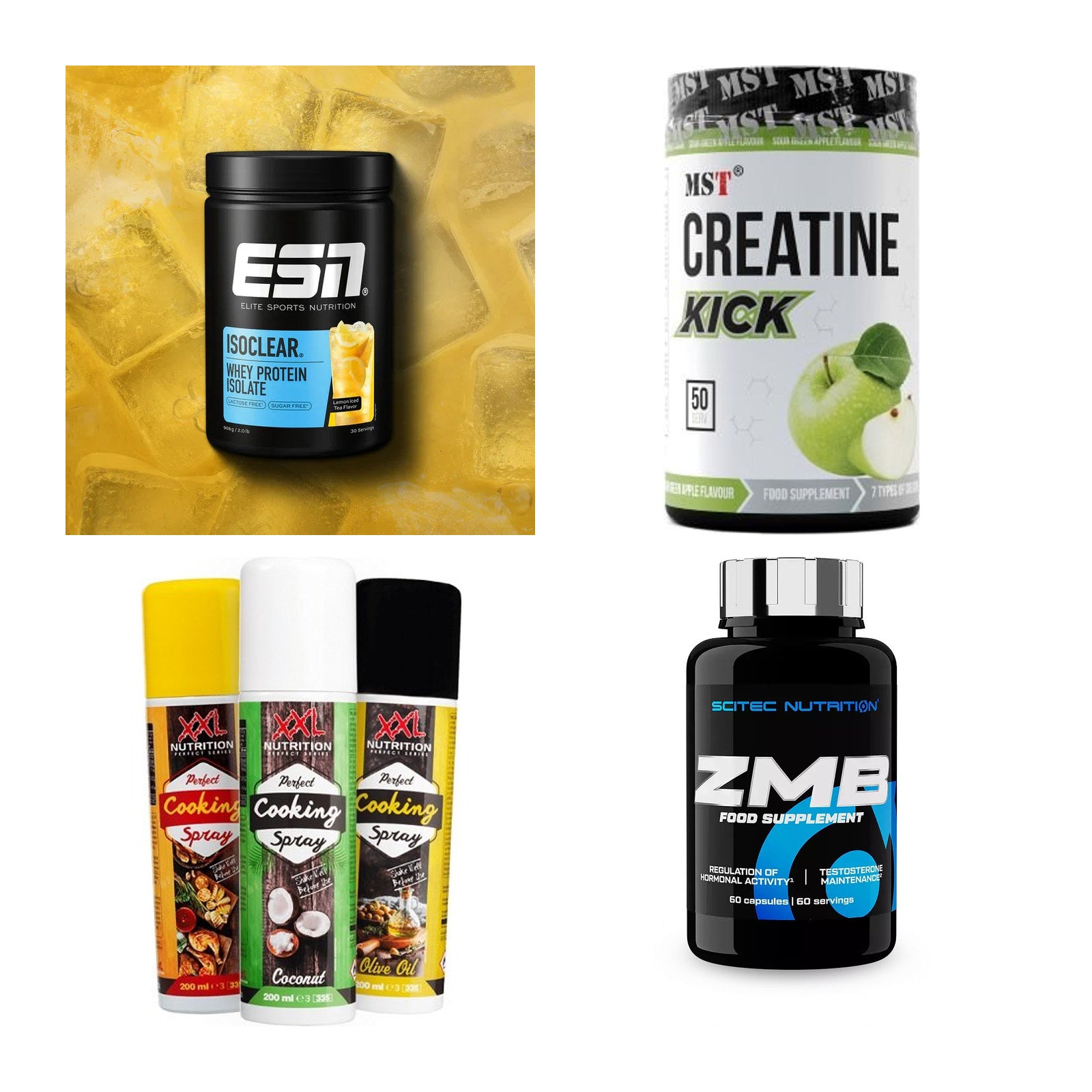 Wettkampfvorbereitung: ESN ISOCLEAR + MST Creatine + 2 weitere – alle enthaltenen Artikel